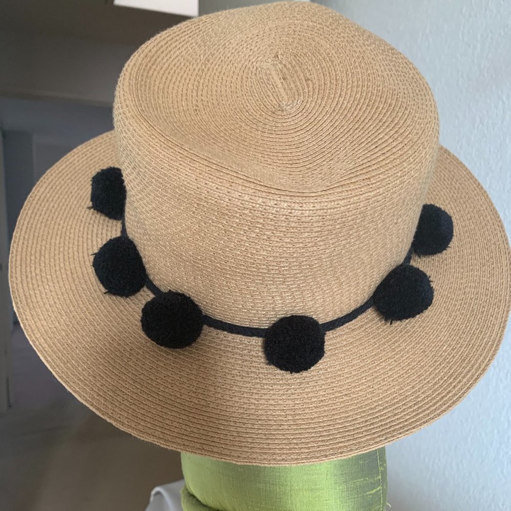 BCBGMaxAzria Straw Hat with black trim